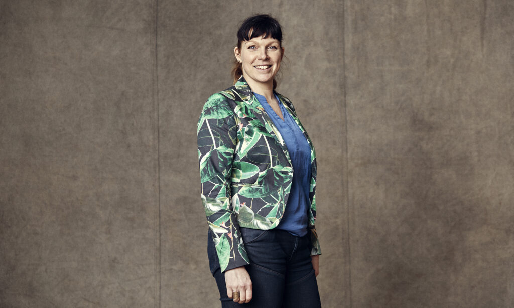 The jacket with the tropical leaves